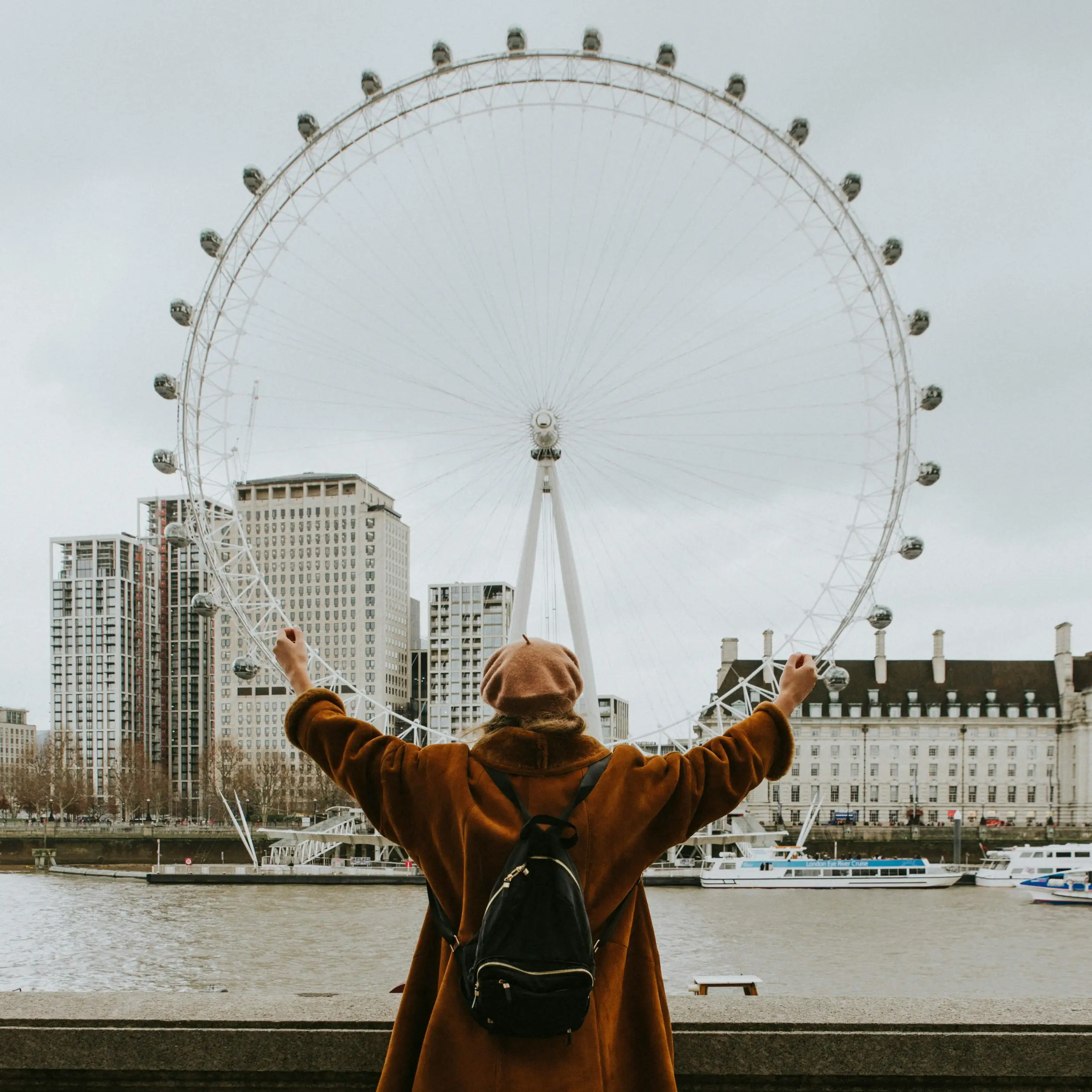 A Londres, vue sur la grande roue "London Eye"